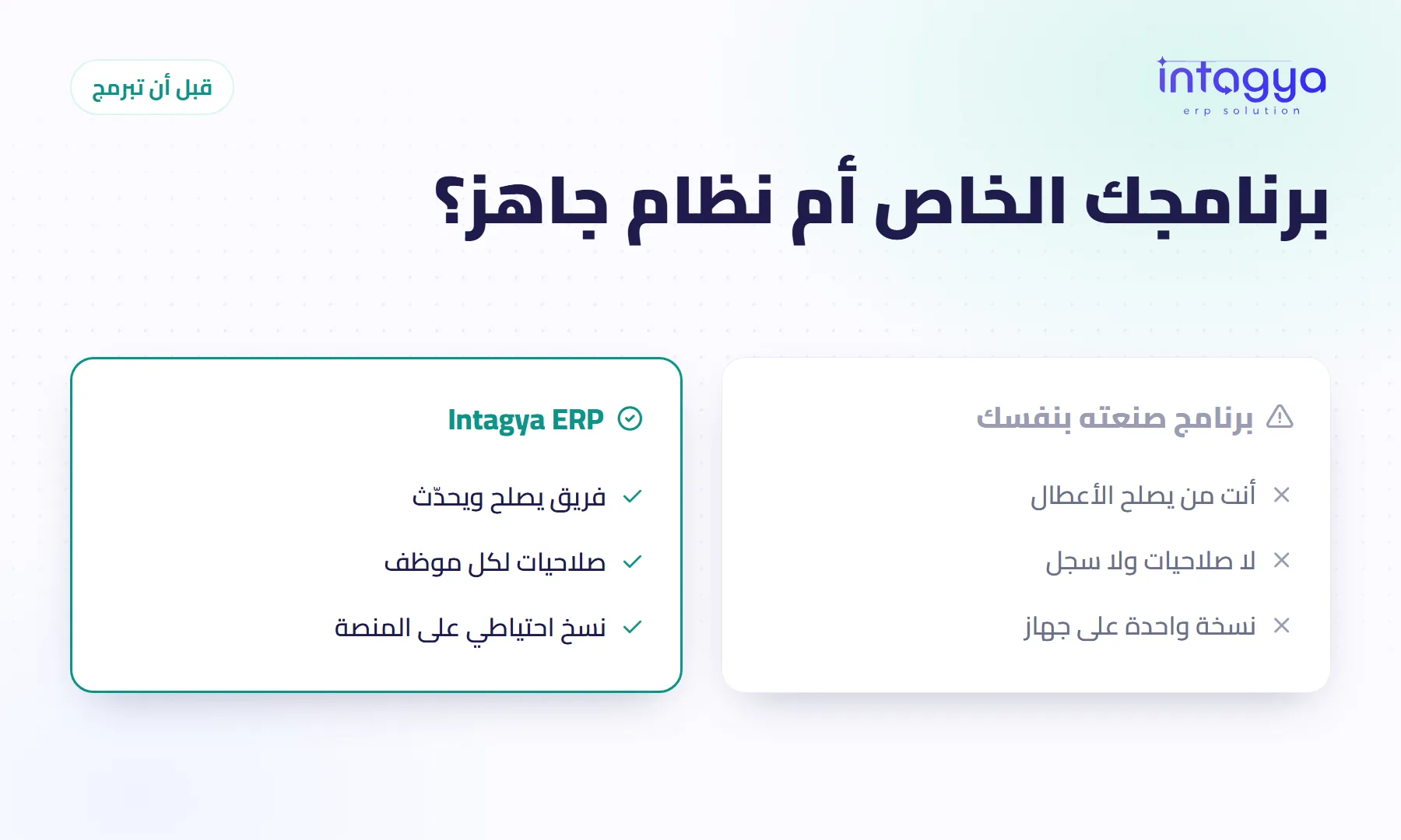 هل أبني لشركتي برنامجًا صغيرًا بالذكاء الاصطناعي بدل الاشتراك في نظام ERP؟